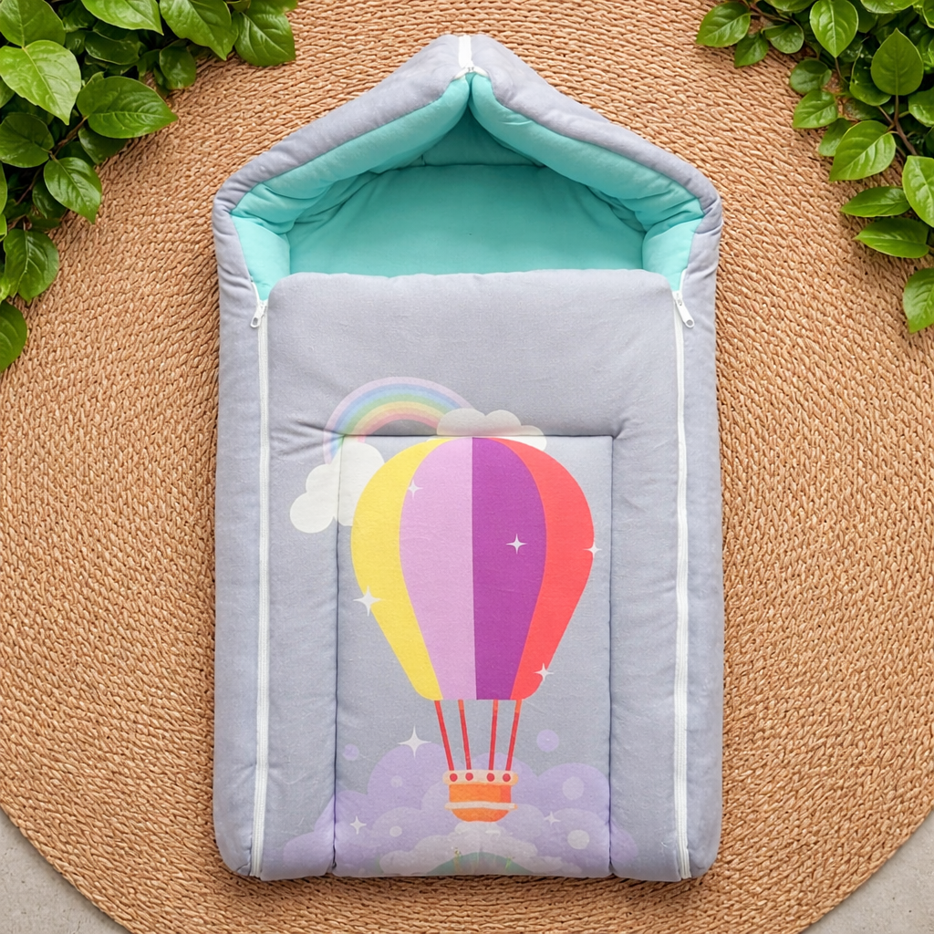 Premium Carry bed and wrapper-Grey with Parashoot code:NBE,Knit